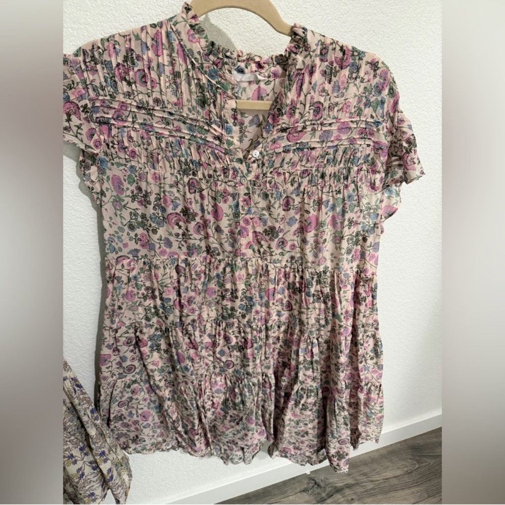 TALULAH Pink Cream Floral Pintuck Mini Dress
